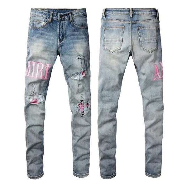Pink Distressed Lettering Purple Jeans（37 styles）