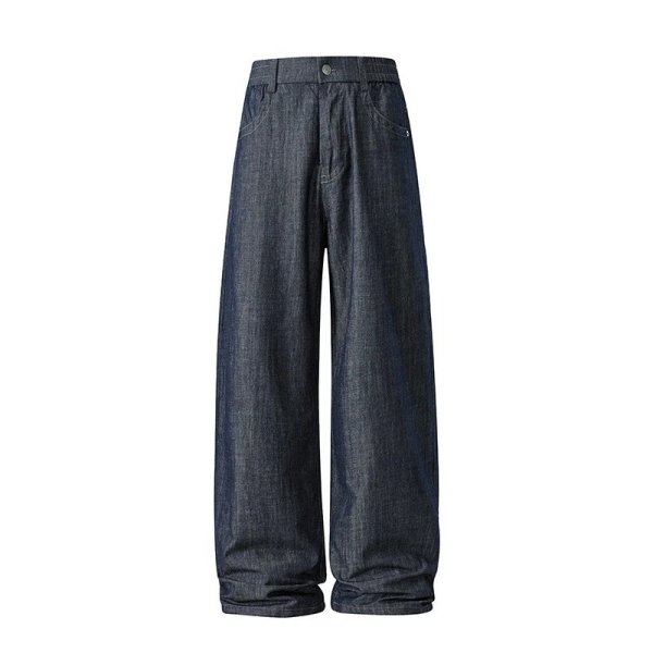 Straight-leg cotton-linen jeans