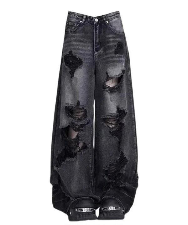 Distressed, ripped jeans