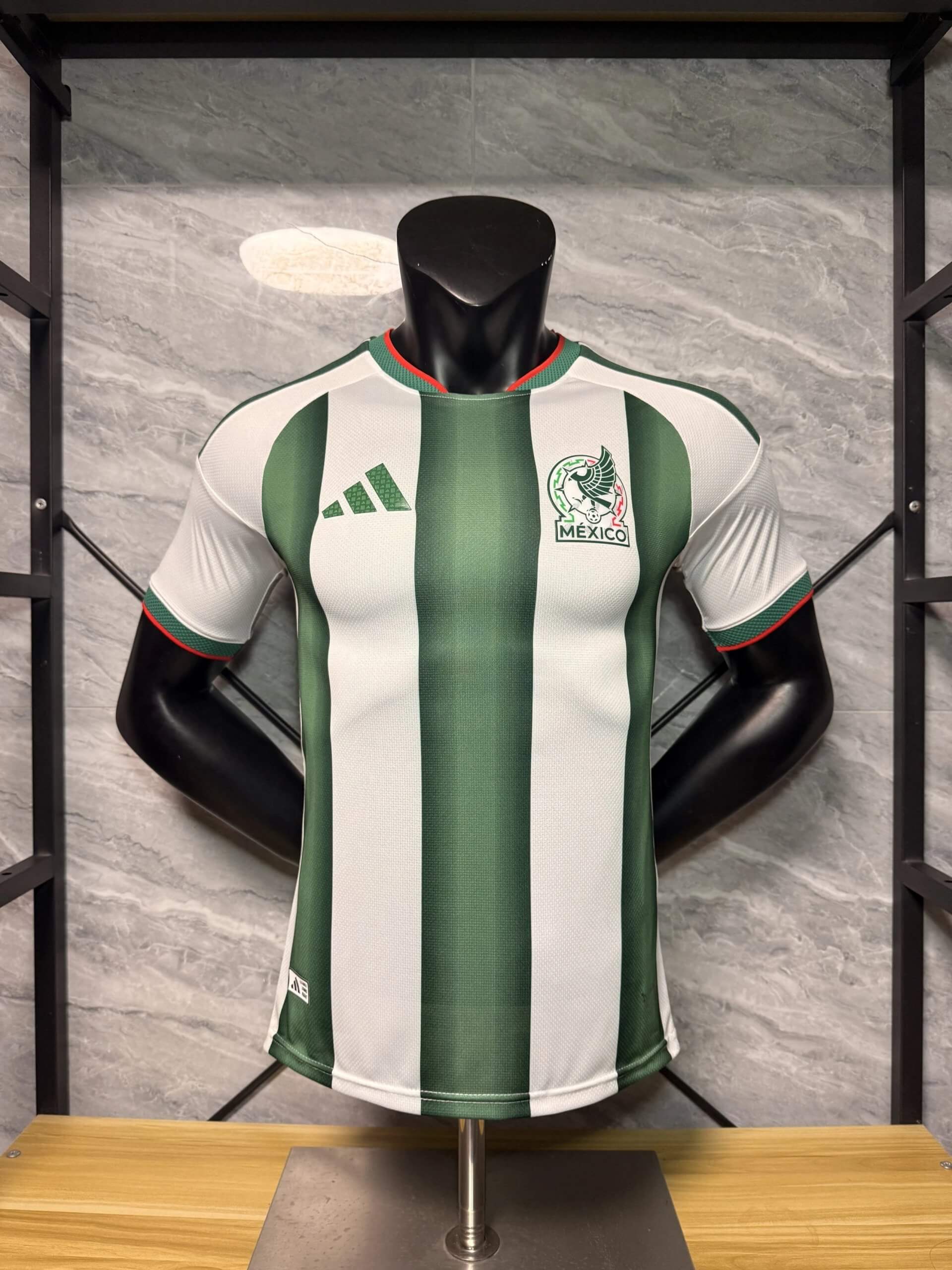 26-27 Mexico Special Edition Green and White Striped Player Version Jersey
