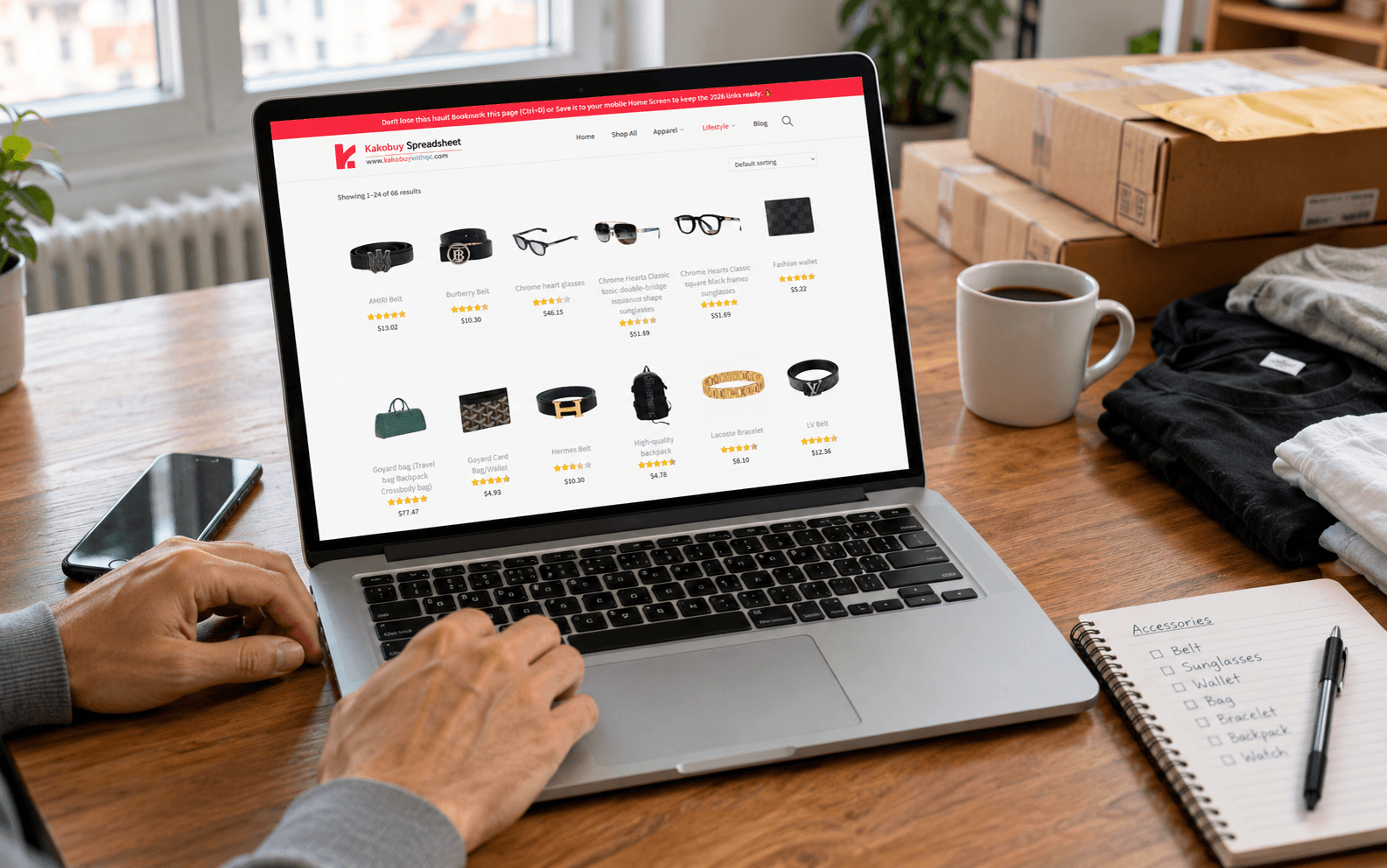 Accessories category showing organized product discovery entries