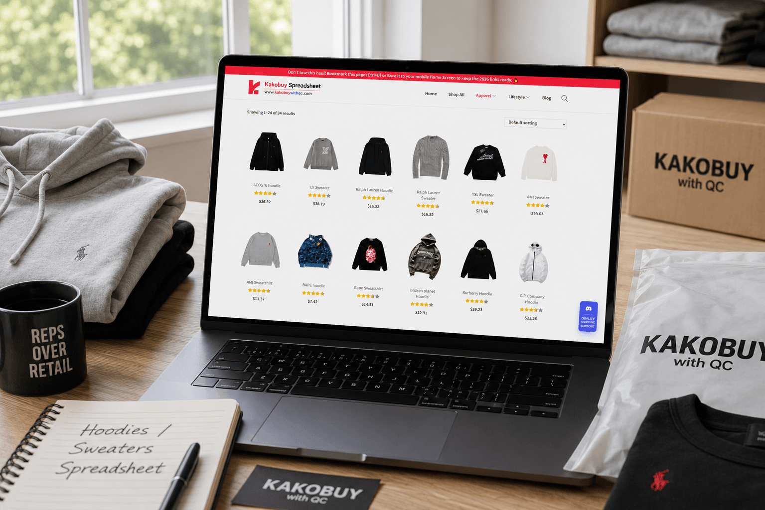 Close-up view of apparel catalog specifications and metrics