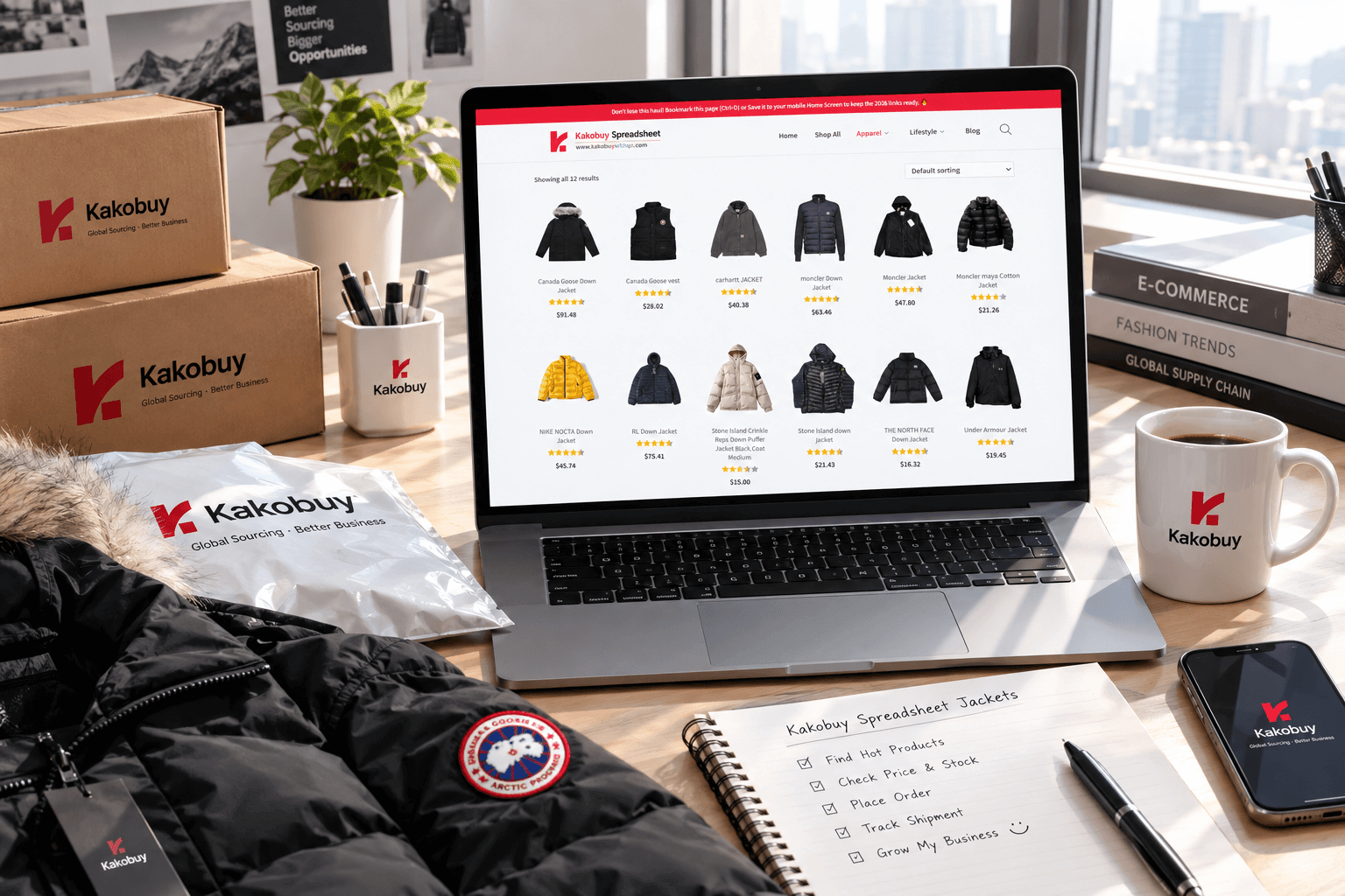 Kakobuy spreadsheet jackets category for product comparison